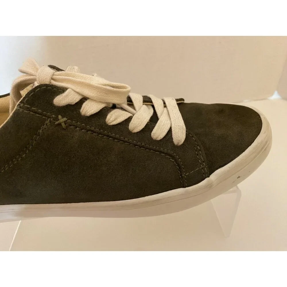 Frye Kerry Suede Sneakers Women 8.5 Fatigue Green Low Top Comfort Trainers Shoes